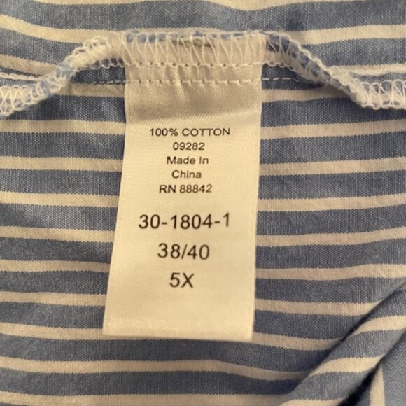 NWOT Women Within Blue & White Striped Long Sleeve Button-Down Shirt 5X - Picture 5 of 10